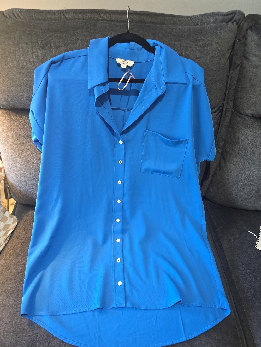 Entro Bright Blue Button-Up Dress